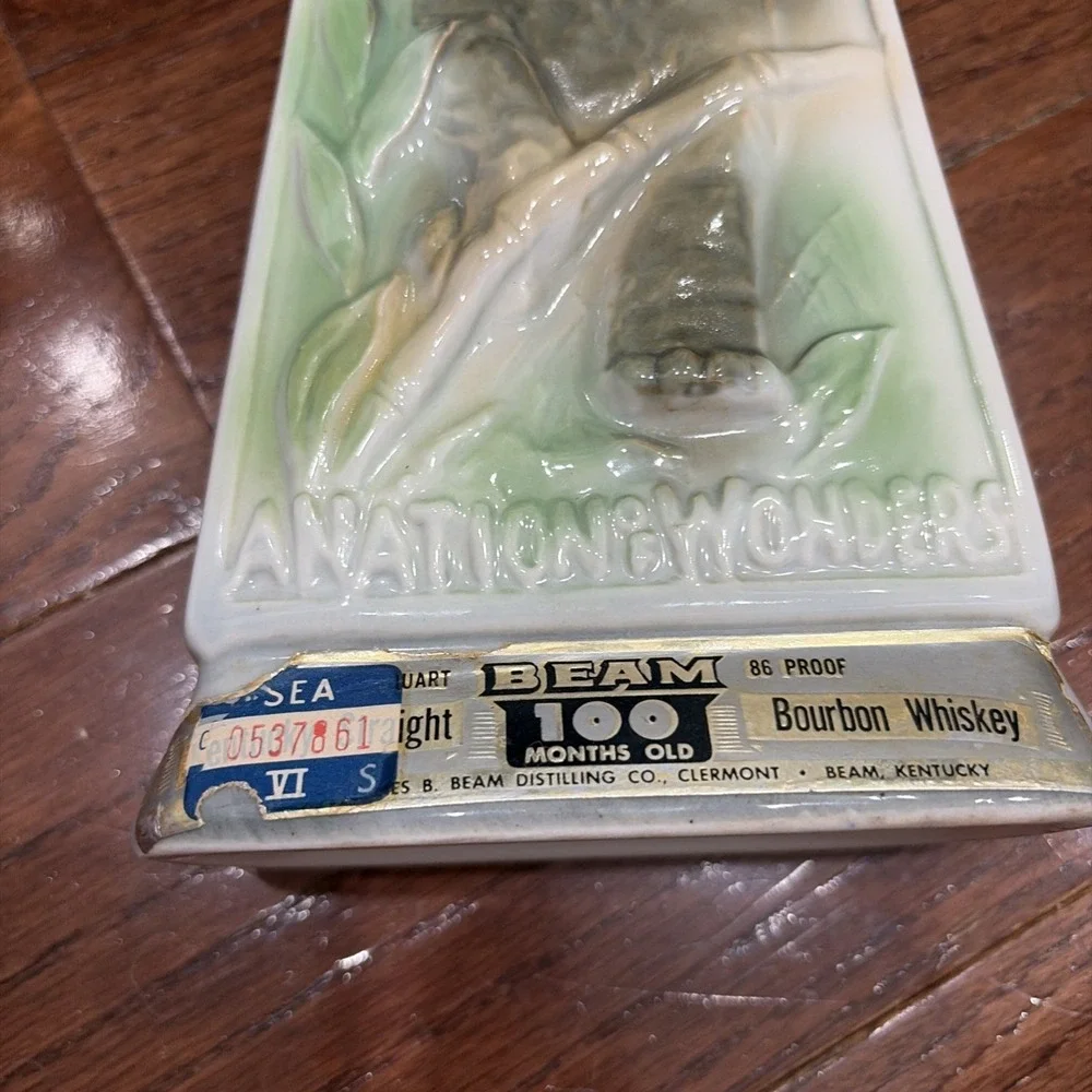 Jim Beam Decanter Thailand Nations‎ Wonders White Elephant Map Vintage 1969 12in